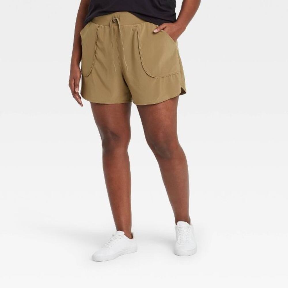 All In Motion Shorts Womens Size 4XL  Stretch Woven 4" Light Olive NWT